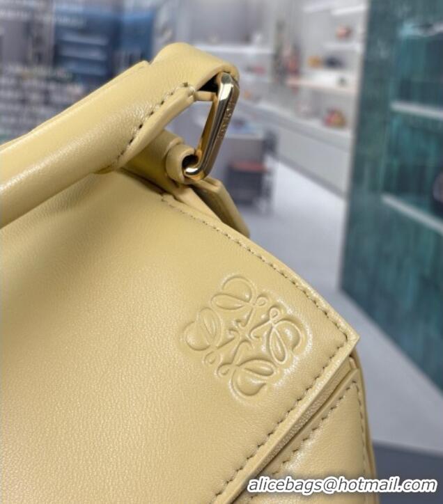 Top Quality Loewe Small Featherlight Puzzle bag In Nappa Lambskin L5011 Dark Butter Yellow 2025