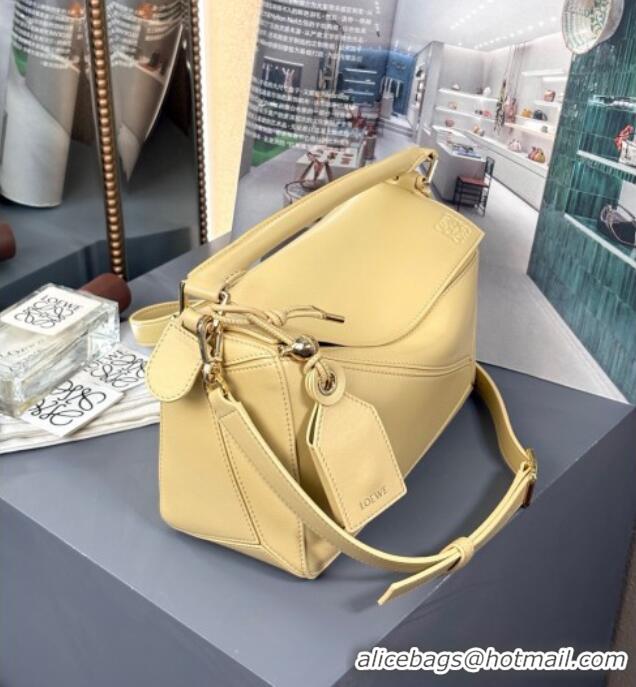 Top Quality Loewe Small Featherlight Puzzle bag In Nappa Lambskin L5011 Dark Butter Yellow 2025
