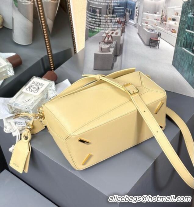 Top Quality Loewe Small Featherlight Puzzle bag In Nappa Lambskin L5011 Dark Butter Yellow 2025