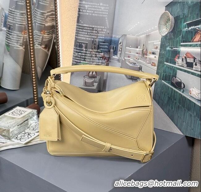 Top Quality Loewe Small Featherlight Puzzle bag In Nappa Lambskin L5011 Dark Butter Yellow 2025