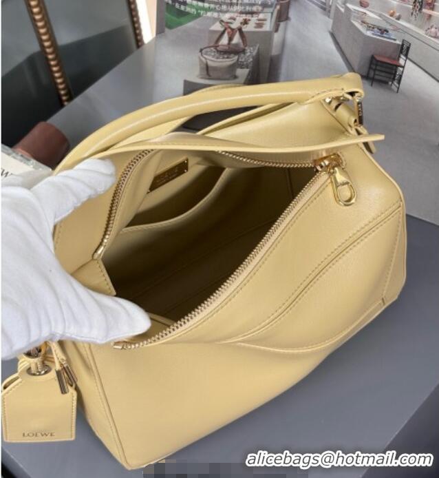 Top Quality Loewe Small Featherlight Puzzle bag In Nappa Lambskin L5011 Dark Butter Yellow 2025