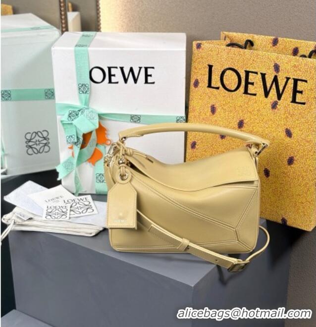Top Quality Loewe Small Featherlight Puzzle bag In Nappa Lambskin L5011 Dark Butter Yellow 2025