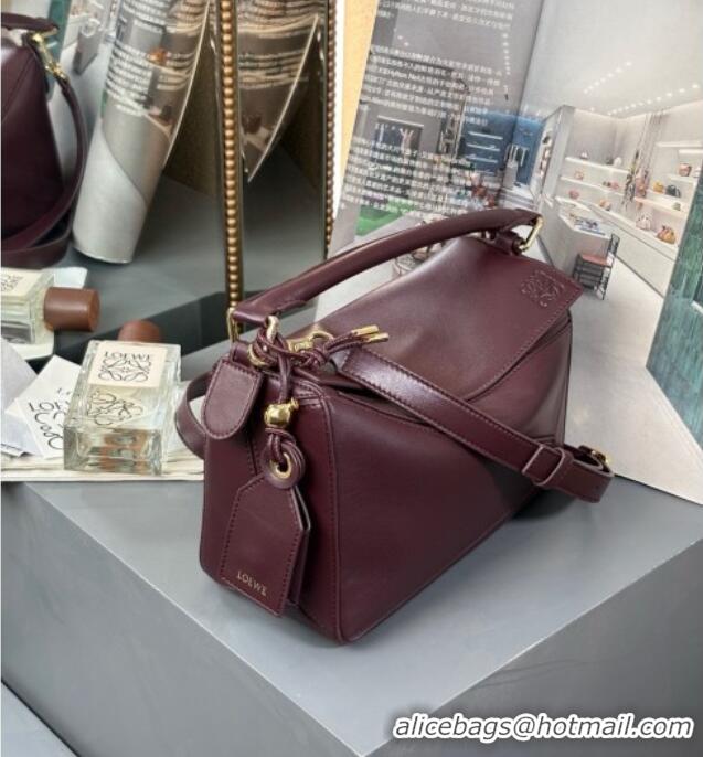 Good Product Loewe Small Featherlight Puzzle bag in nappa lambskin L5011 Dark Burgundy 2025