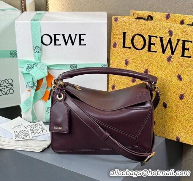 Good Product Loewe Small Featherlight Puzzle bag in nappa lambskin L5011 Dark Burgundy 2025