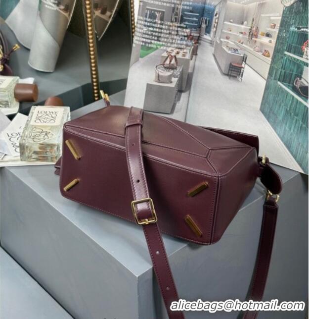 Good Product Loewe Small Featherlight Puzzle bag in nappa lambskin L5011 Dark Burgundy 2025