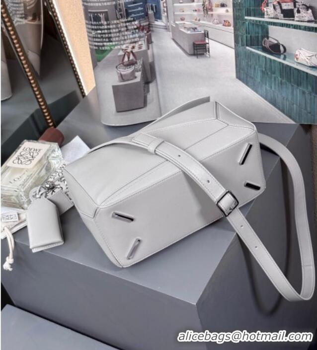 Affordable Price Loewe Small Featherlight Puzzle Bag In Nappa Lambskin L5011 Shell Grey 2025