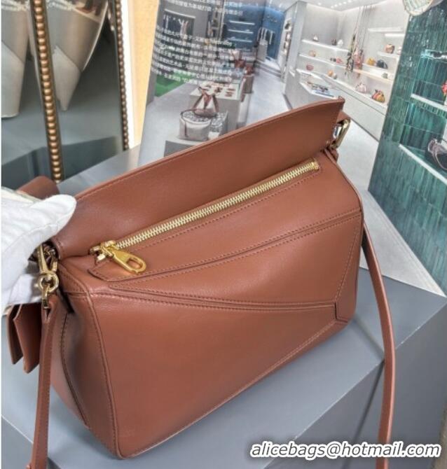 Good Looking Loewe Small Featherlight Puzzle Bag In Nappa Lambskin L5011 Pecan Brown 2025