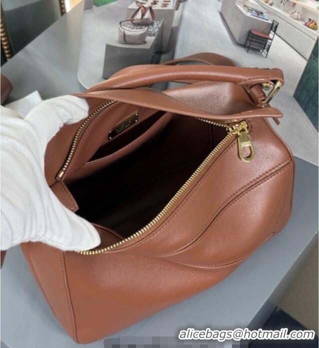 Good Looking Loewe Small Featherlight Puzzle Bag In Nappa Lambskin L5011 Pecan Brown 2025