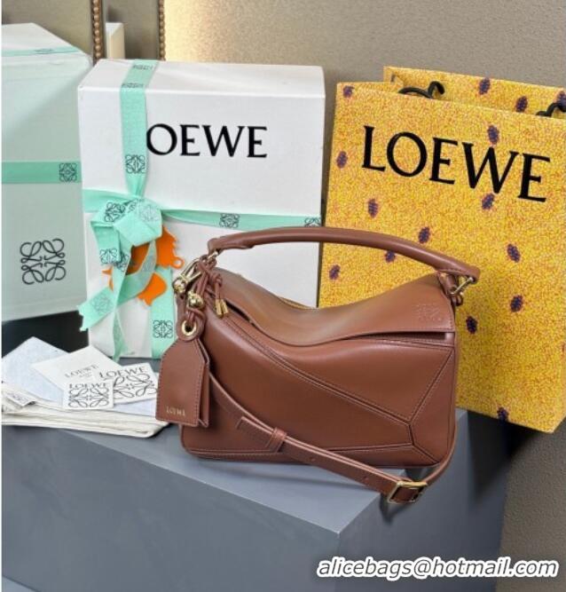 Good Looking Loewe Small Featherlight Puzzle Bag In Nappa Lambskin L5011 Pecan Brown 2025