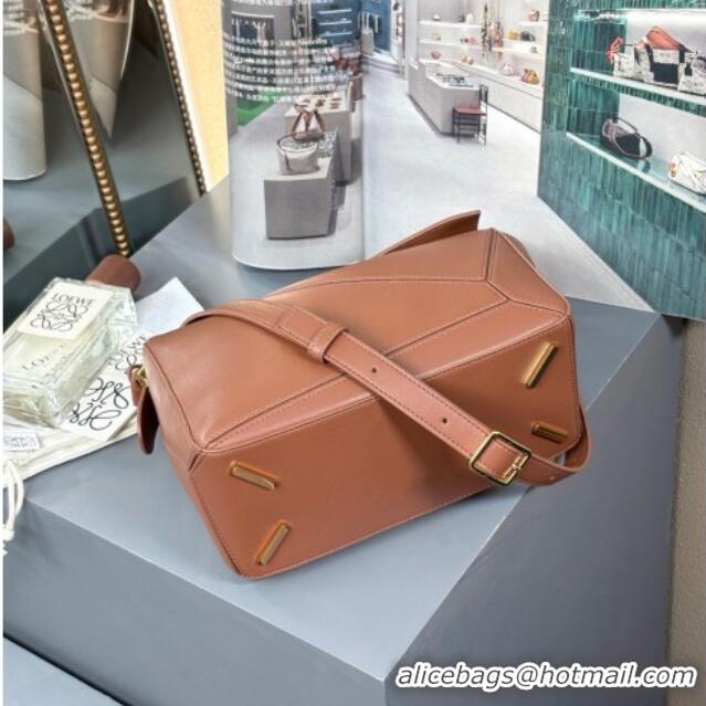Good Looking Loewe Small Featherlight Puzzle Bag In Nappa Lambskin L5011 Pecan Brown 2025
