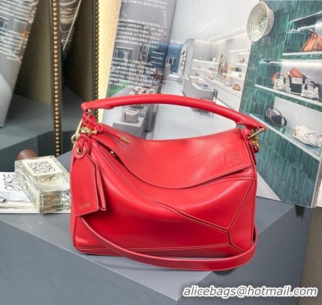 Luxury Classic Loewe Small Featherlight Puzzle Bag In Nappa Lambskin L5011 Red 2025