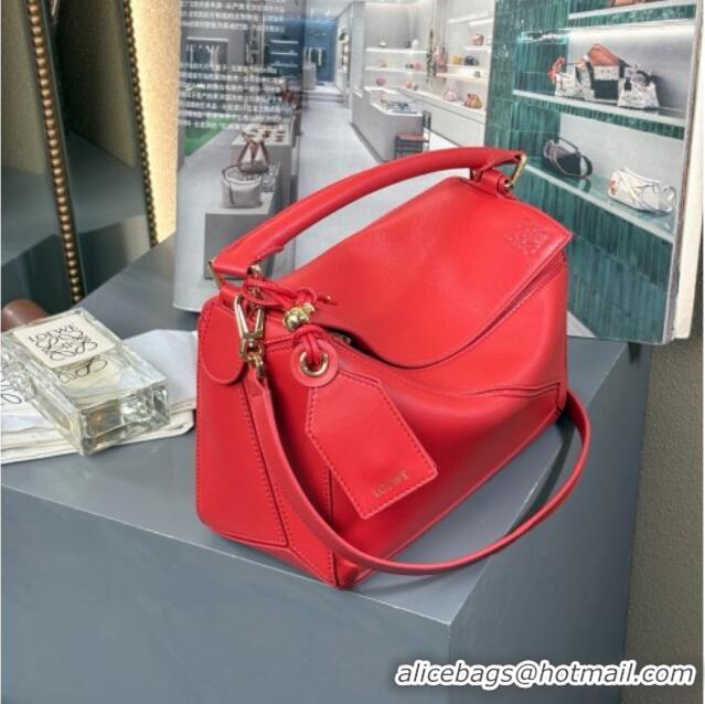 Luxury Classic Loewe Small Featherlight Puzzle Bag In Nappa Lambskin L5011 Red 2025
