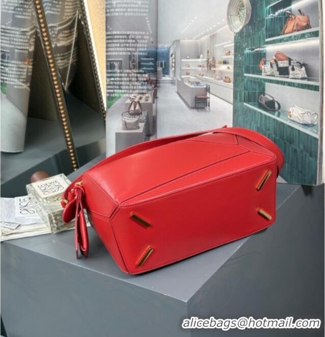 Luxury Classic Loewe Small Featherlight Puzzle Bag In Nappa Lambskin L5011 Red 2025