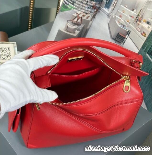 Luxury Classic Loewe Small Featherlight Puzzle Bag In Nappa Lambskin L5011 Red 2025