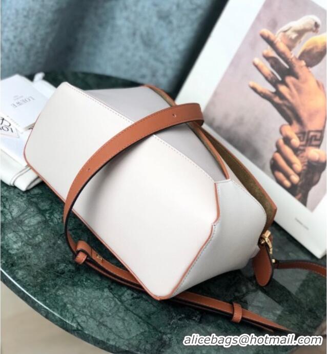 Shop Grade Loewe Small Puzzle Bag In Nappa Calfskin Leather With Woven Handle 0925 Grey/White 2025