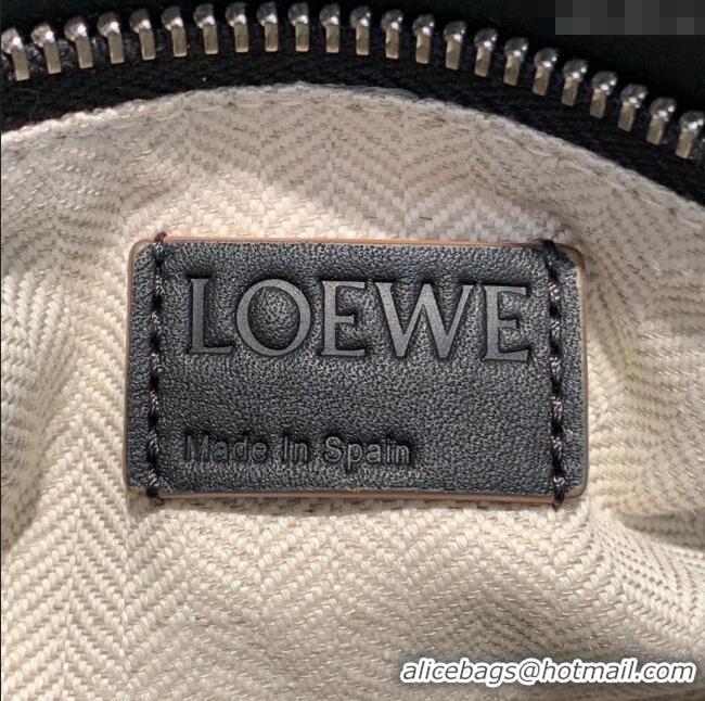 Top Quality Loewe Small Puzzle Bag In Nappa Calfskin Leather With Woven Handle 0925 Black/White 2025