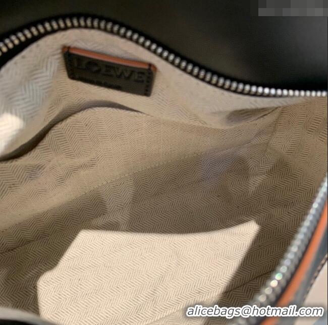 Top Quality Loewe Small Puzzle Bag In Nappa Calfskin Leather With Woven Handle 0925 Black/White 2025