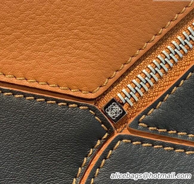 Hot Style Loewe Small Puzzle Bag In Nappa Calfskin Leather With Woven Handle 0925 Black/Brown 2025
