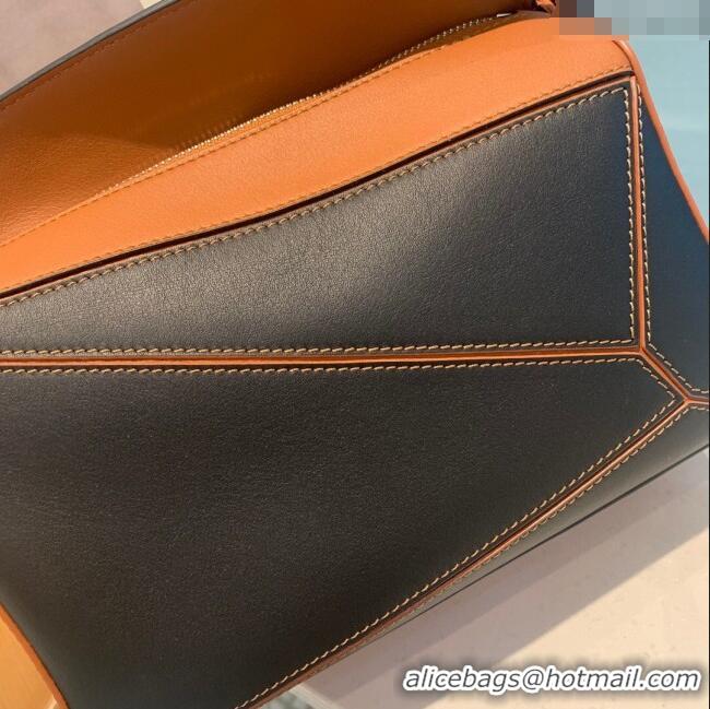 Hot Style Loewe Small Puzzle Bag In Nappa Calfskin Leather With Woven Handle 0925 Black/Brown 2025