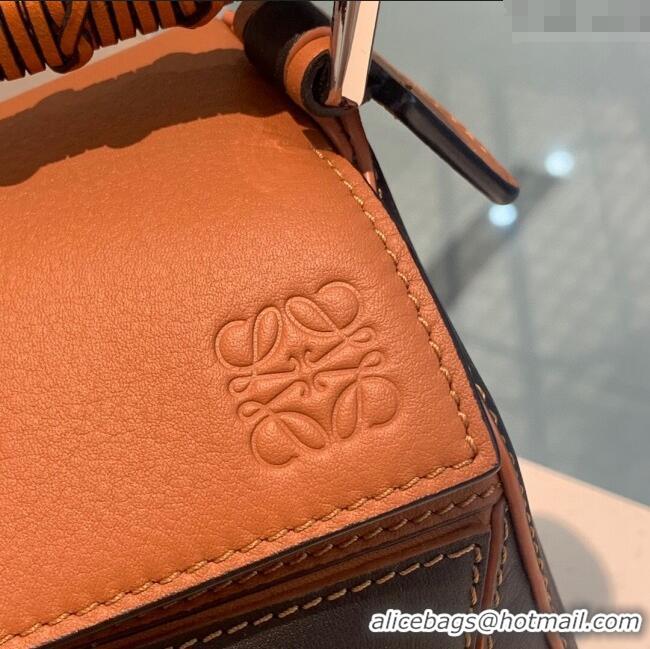 Hot Style Loewe Small Puzzle Bag In Nappa Calfskin Leather With Woven Handle 0925 Black/Brown 2025