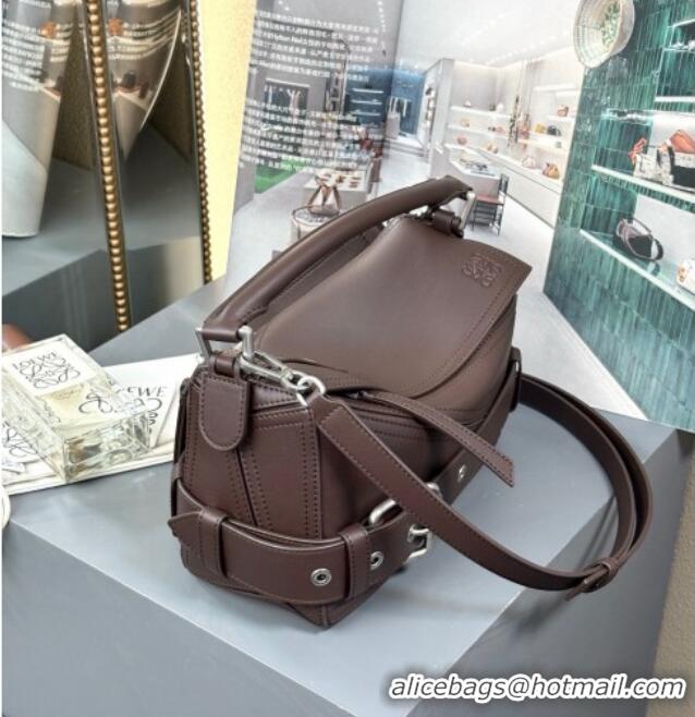 Most Popular Loewe Small Puzzle Biker Bag In Shiny Calfskin 0925 Dark Chestnut Brown 2025