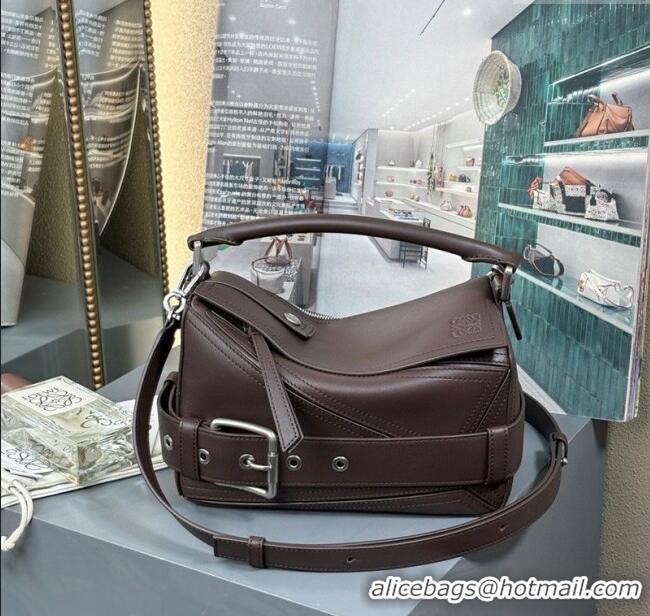 Most Popular Loewe Small Puzzle Biker Bag In Shiny Calfskin 0925 Dark Chestnut Brown 2025