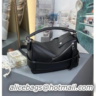 Luxury Cheap Loewe Small Puzzle Biker Bag In Shiny Calfskin 0925 Black 2025