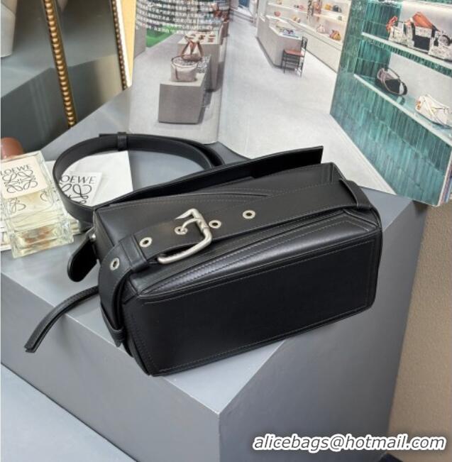 Luxury Cheap Loewe Small Puzzle Biker Bag In Shiny Calfskin 0925 Black 2025