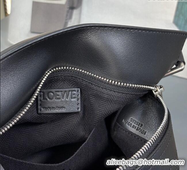 Luxury Cheap Loewe Small Puzzle Biker Bag In Shiny Calfskin 0925 Black 2025