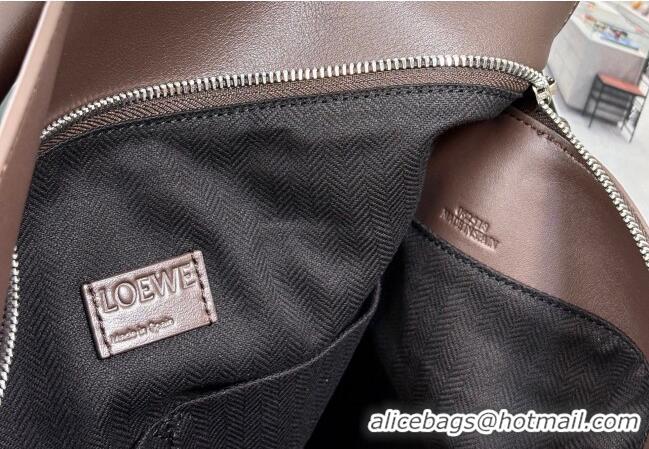 Original Cheap Loewe Large Puzzle Biker Bag In Shiny Calfskin 0925 Dark Chestnut Brown 2025