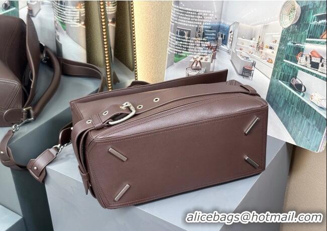 Original Cheap Loewe Large Puzzle Biker Bag In Shiny Calfskin 0925 Dark Chestnut Brown 2025