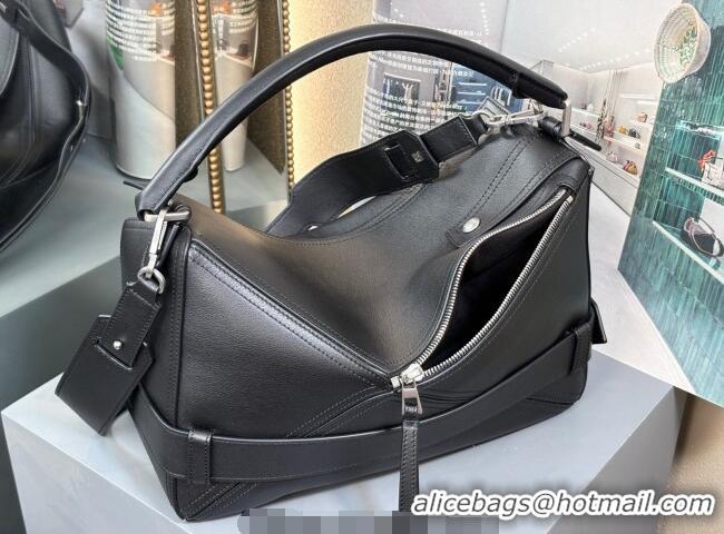 Well Crafted Loewe Large Puzzle Biker Bag In Shiny Calfskin 0925 Black 2025