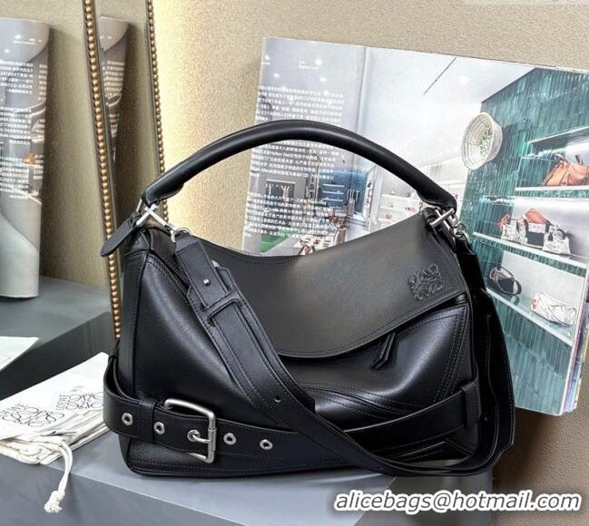 Well Crafted Loewe Large Puzzle Biker Bag In Shiny Calfskin 0925 Black 2025