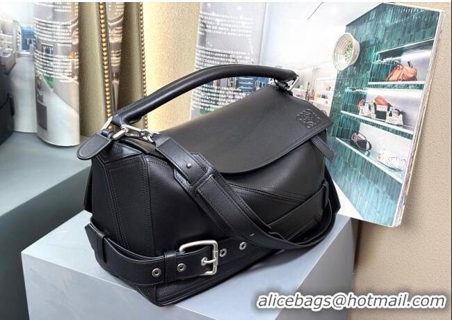 Well Crafted Loewe Large Puzzle Biker Bag In Shiny Calfskin 0925 Black 2025