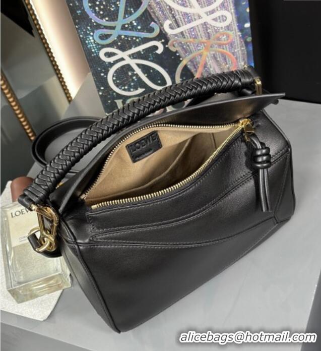 Buy Discount Loewe Small Puzzle Bag In Smooth Calfskin With Woven Handle 0925 Black 2025