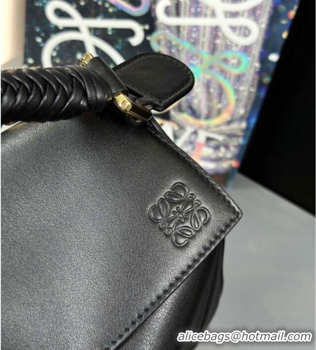 Buy Discount Loewe Small Puzzle Bag In Smooth Calfskin With Woven Handle 0925 Black 2025
