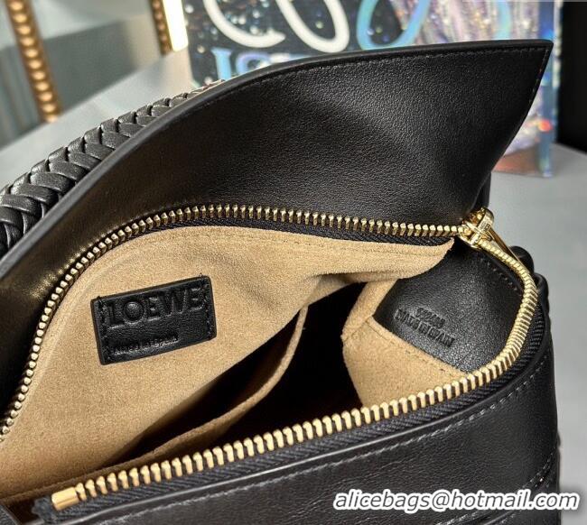 Buy Discount Loewe Small Puzzle Bag In Smooth Calfskin With Woven Handle 0925 Black 2025