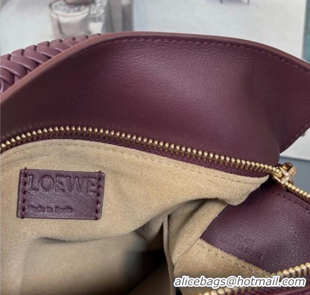 Spot Discount Loewe Small Puzzle Bag In Smooth Calfskin With Woven Handle 0925 Dark Burgundy 2025