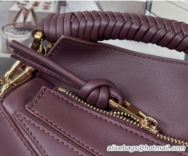 Spot Discount Loewe Small Puzzle Bag In Smooth Calfskin With Woven Handle 0925 Dark Burgundy 2025