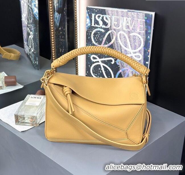 Unique Promotional Loewe Small Puzzle Bag In Smooth Calfskin With Woven Handle 0925 Yellow 2025