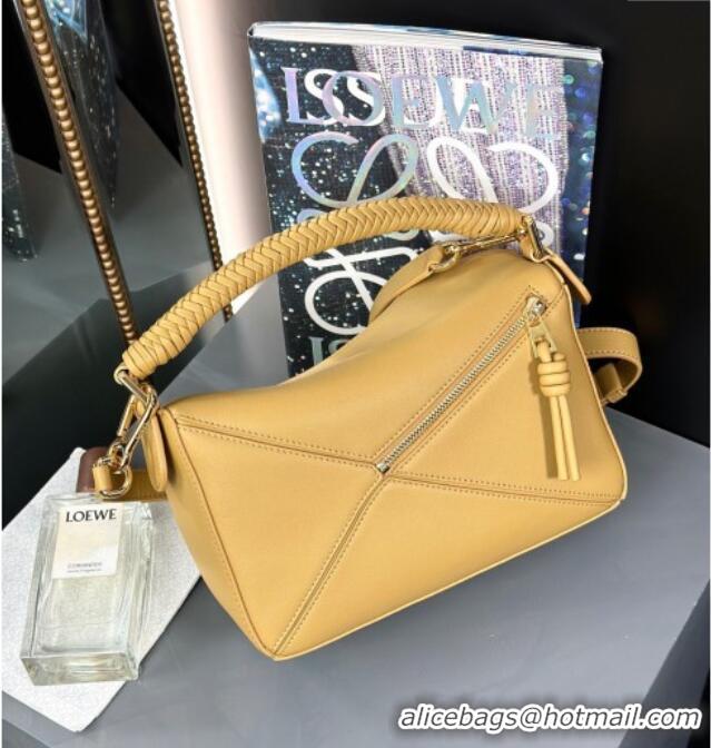Unique Promotional Loewe Small Puzzle Bag In Smooth Calfskin With Woven Handle 0925 Yellow 2025