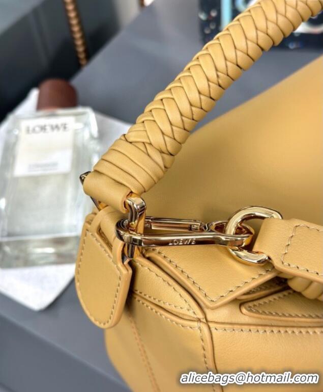 Unique Promotional Loewe Small Puzzle Bag In Smooth Calfskin With Woven Handle 0925 Yellow 2025