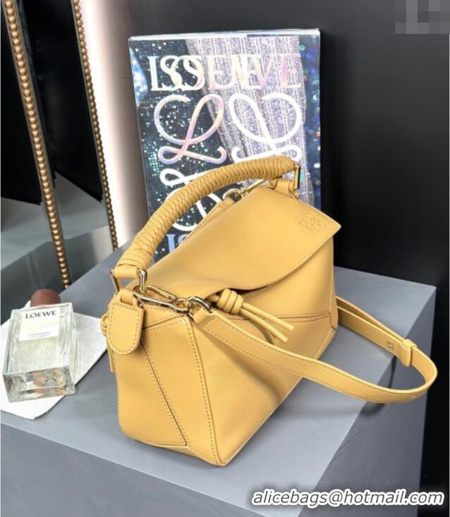 Unique Promotional Loewe Small Puzzle Bag In Smooth Calfskin With Woven Handle 0925 Yellow 2025