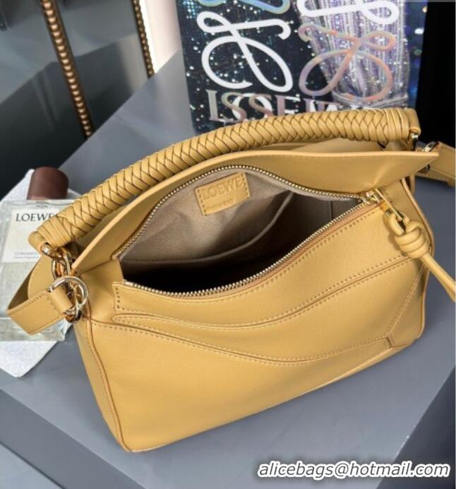 Unique Promotional Loewe Small Puzzle Bag In Smooth Calfskin With Woven Handle 0925 Yellow 2025