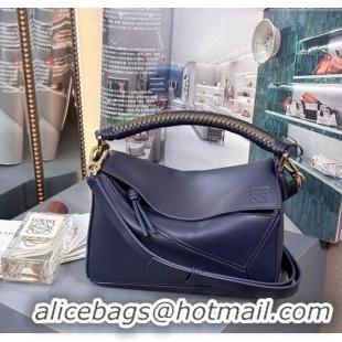Best Product Loewe Small Puzzle Bag In Smooth Calfskin With Woven Handle 0925 Blue 2025