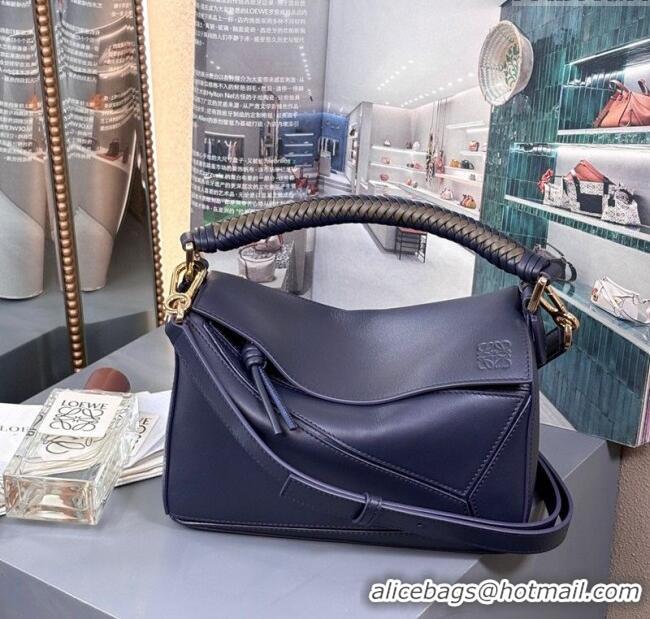 Best Product Loewe Small Puzzle Bag In Smooth Calfskin With Woven Handle 0925 Blue 2025