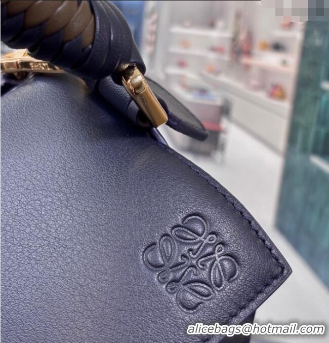 Best Product Loewe Small Puzzle Bag In Smooth Calfskin With Woven Handle 0925 Blue 2025