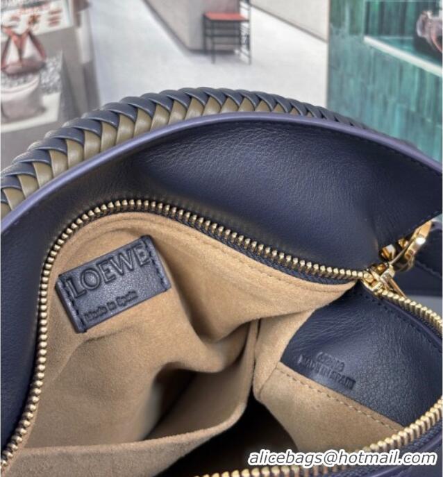 Best Product Loewe Small Puzzle Bag In Smooth Calfskin With Woven Handle 0925 Blue 2025