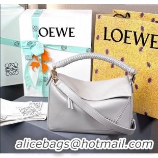 Best Product Loewe Small Puzzle Bag In Smooth Calfskin With Woven Handle 0925 Grey 2025