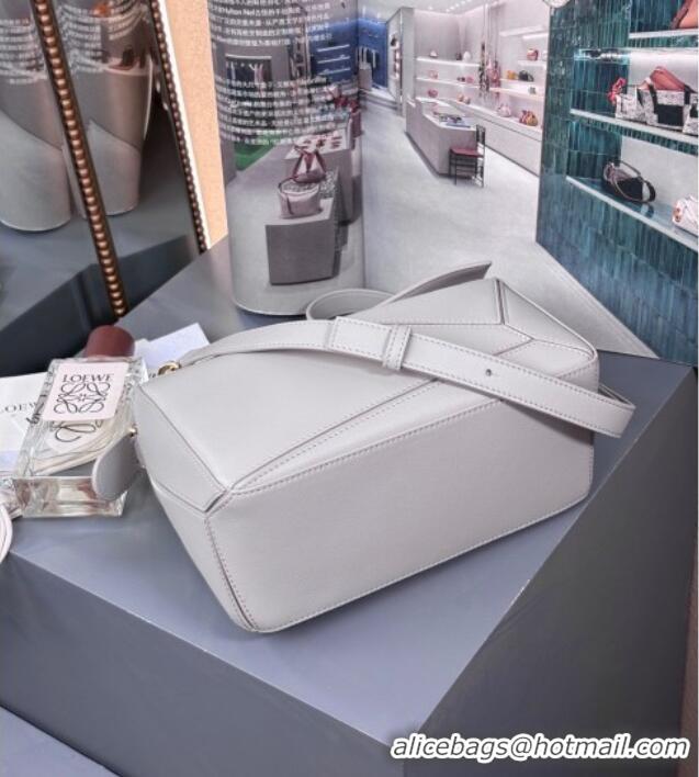 Best Product Loewe Small Puzzle Bag In Smooth Calfskin With Woven Handle 0925 Grey 2025